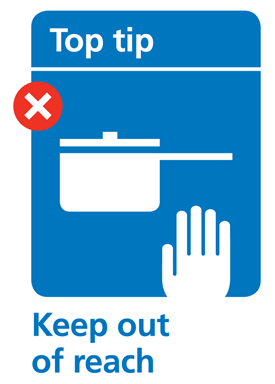 Fire Kills - keep saucepans out of reach of children graphic
